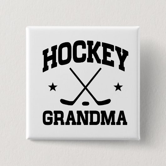 Hockey Grandma Vierkante Button 5,1 Cm (Voorkant)