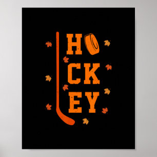 Hockey Herfst Bladeren Thanksgiving Sport Fan Ijs  Poster