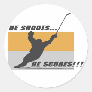 Hockey: Hij schiet..Hij scoort! Ronde Sticker