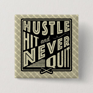 Hockey Hustle, Hit and Nooit stoppen met Pin Vierkante Button 5,1 Cm
