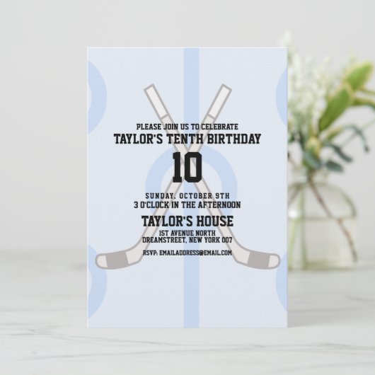 Hockey Ice Rink Sports Custom Birthday Party Kaart (Staand voorkant)