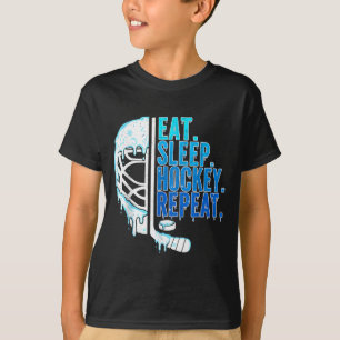 Hockey Ijs Drip Eten Slapen Hockey Herhalen Jongen T-shirt