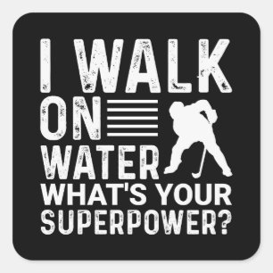 Hockey ik loop op water Button Vierkante Sticker