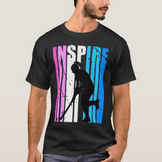 Hockey Inspire Roze Blauwe Kleur Inspirerend Motiv T-shirt