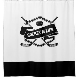 Hockey is het leven - eenvoudige zwarte witte hock douchegordijn