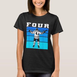 Hockey Jongen 4e Verjaardag Vier IJshockey Verjaar T-shirt