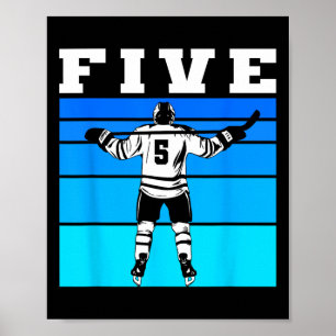 Hockey Jongen 5e Verjaardag Vijf IJshockey Verjaar Poster