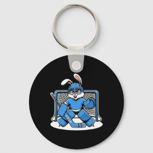 Hockey Keeper Bunny Blauwe Net Pads Stok Helm  Sleutelhanger