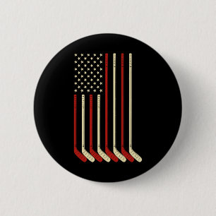 Hockey Keeper Cadeau Usa Vlag Hockeystick IJshocke Ronde Button 5,7 Cm