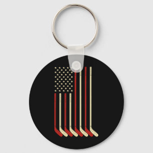 Hockey Keeper Cadeau Usa Vlag Hockeystick IJshocke Sleutelhanger