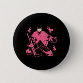 Hockey Keeper Pink Ribbon Borstkanker Awareness Ronde Button 5,7 Cm (Voorkant)