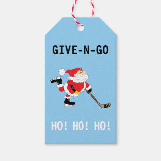 Hockey kerstkerstman geeft N Go Ho! Ho! Cadeaulabel