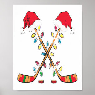 Hockey Kerstman Hoed Kerstverlichting Grappige Spo Poster