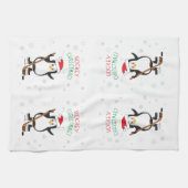 Hockey Kerstman Penguin Santa Hat Snowflakes Theedoek (Horizontaal)