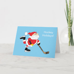 Hockey Kerstman Schaatsen Kerstmis Controleert het Feestdagen Kaart