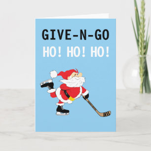Hockey Kerstman Schaatsen Kerstmis Give N Go Ho! H Feestdagen Kaart
