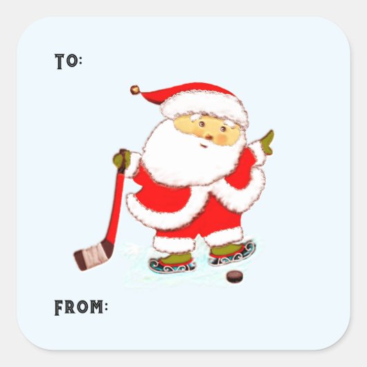 Hockey Kerstmis Vierkante Sticker (Voorkant)