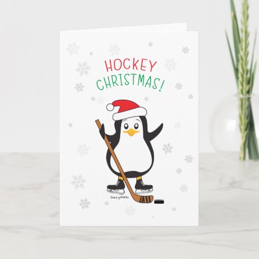 Hockey-kerstpinguïn Feestdagen Kaart (Voorkant)