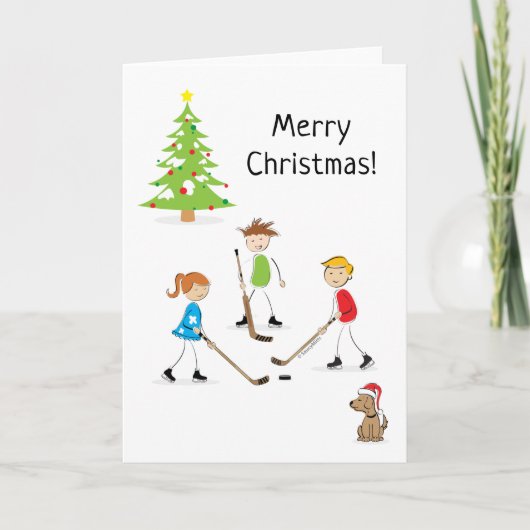 Hockey Kinder kerst Feestdagen Kaart (Voorkant)