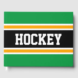 HOCKEY Kleurrijke Groene Zwart Geel Racing Stripes Gastenboek