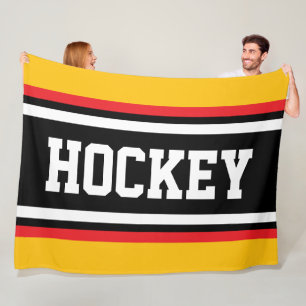 HOCKEY Krachtige Goud Oranje Rood Zwart Wit Strepe Fleece Deken