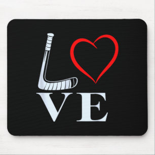 Hockey Liefde Hart Grafiek Voor IJshockey Fans Muismat