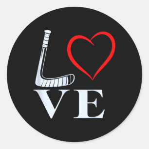 Hockey Liefde Hart Grafisch Voor IJshockey Fans Ronde Sticker