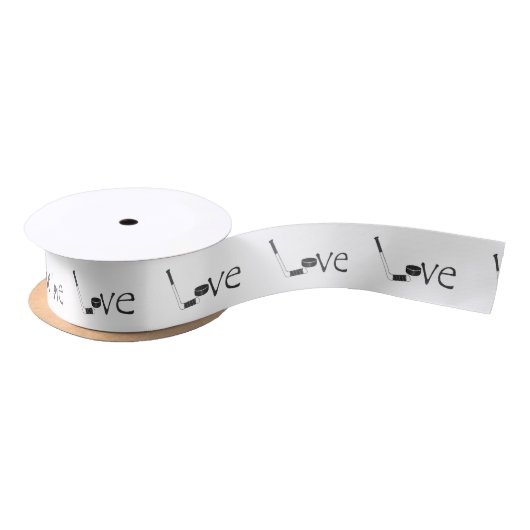 Hockey Love Stick en Puck Black Word Art Lint (Spoel)