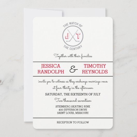 Hockey Love Wedding Invitations (Devant)