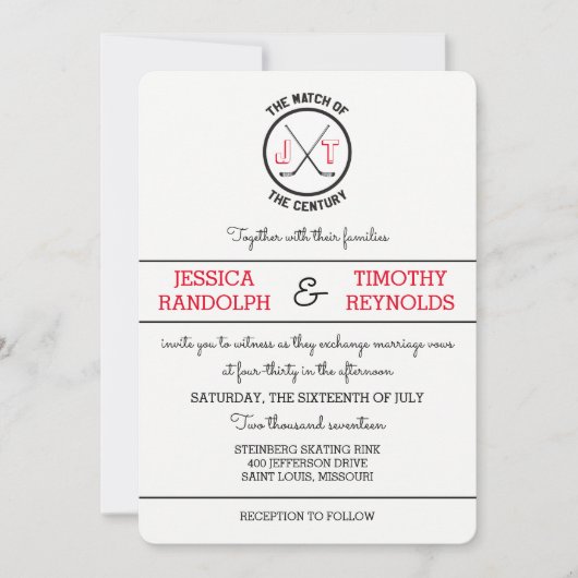 Hockey Love Wedding Invitations (Devant)