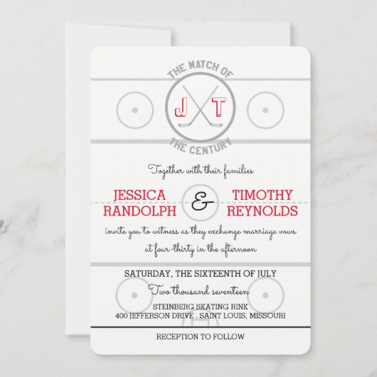 Hockey Love Wedding Invitations (Devant)