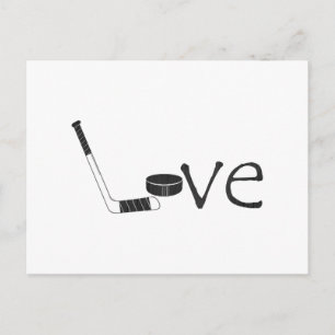 Hockey Love Word Art met Stick en Puck Briefkaart