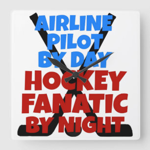 Hockey Lover Airline Pilot Vierkante Klok