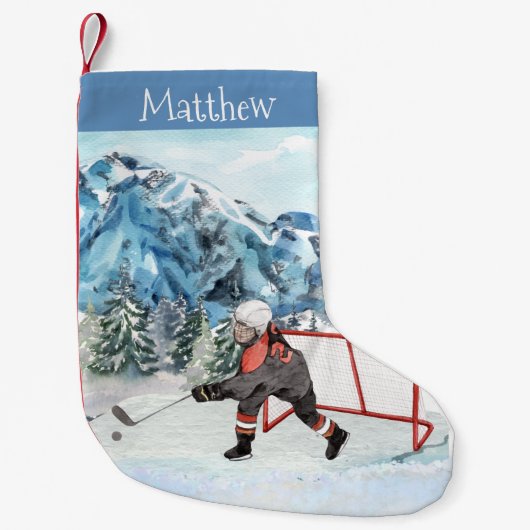 Hockey Lover Snow Personalized Ice Kleine Kerstsok (Voorkant)
