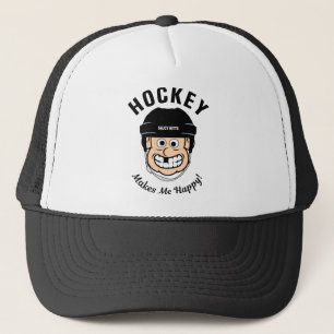 Hockey maakt me blij met Funny Cartoon Hockey Play Trucker Pet