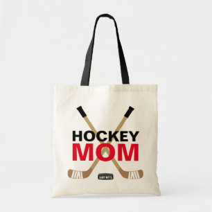 Hockey Mam Hockey Sticks en Puck personaliseren Tote Bag