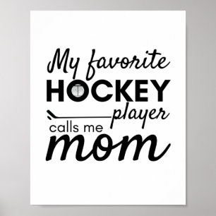 Hockey mama poster favoriete speler, wit