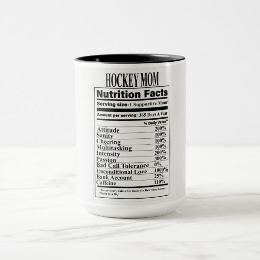 Hockey Maman Nutrition Fiches Mug (Centre)