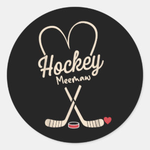 Hockey Meemaw Heart Hockey Speler Ronde Sticker