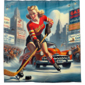 hockey meisje douchegordijn (Voorkant)