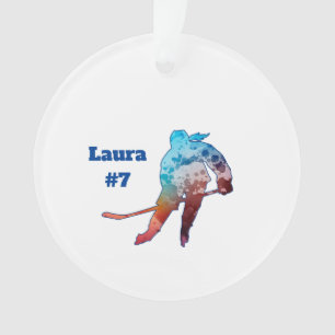 Hockey meisje silhouet Waterverf personaliseren Ornament