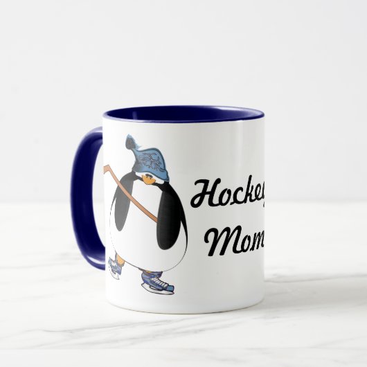 Hockey Moeder Pinguïn met Hockey Stick Mok (Voorkant links)
