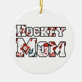 Hockey Moeder Rood Blauw Bloemen Keramisch Ornament