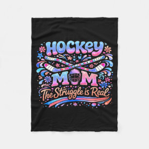 Hockey Moeder Roze Blauw Retro 70s Groovy Vintage Fleece Deken