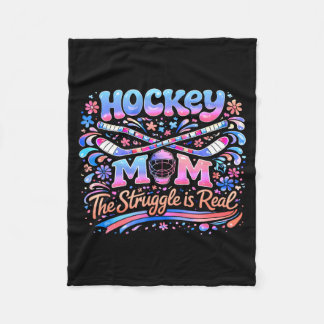 Hockey Moeder Roze Blauw Retro 70s Groovy Vintage Fleece Deken