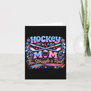 Hockey Moeder Roze Blauw Retro 70s Groovy Vintage Kaart