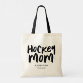 Hockey mom trendy black type personalized tote bag (Dos)