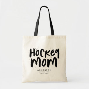 Hockey mom trendy black type personalized tote bag