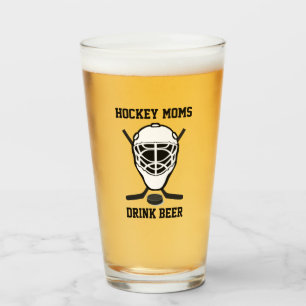 Hockey Moms Drink Beer Cute Funny Sports Glas