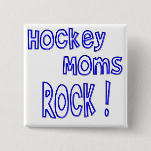 Hockey Moms Rock! (blauw) Vierkante Button 5,1 Cm